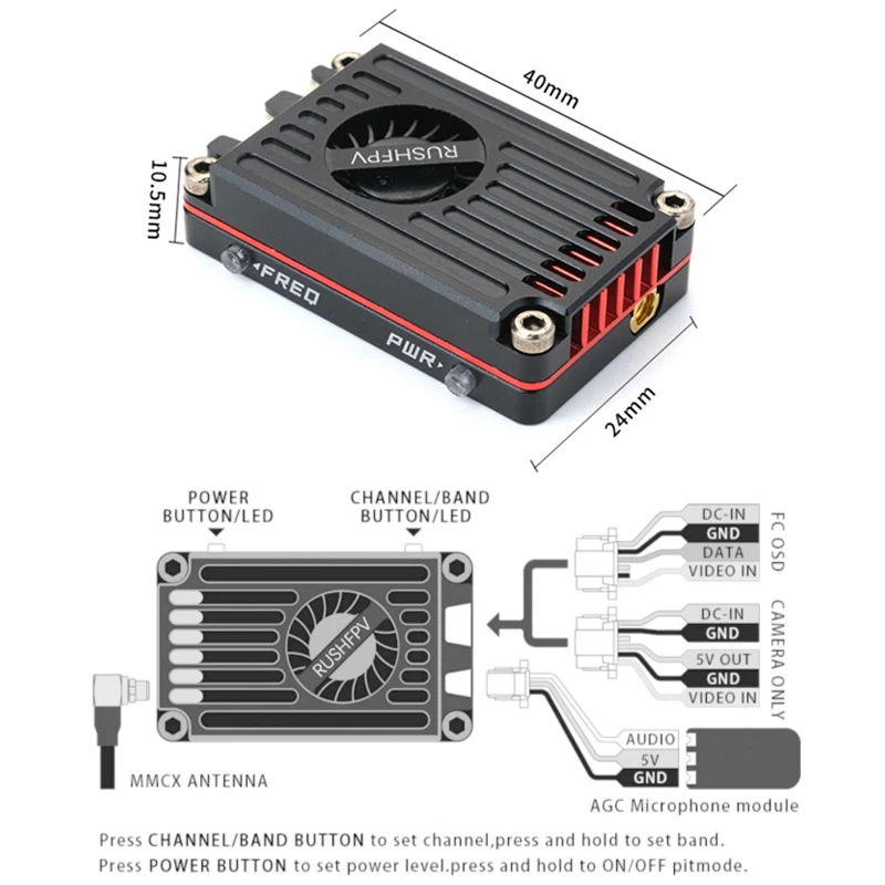 RUSH MAX SOLO 5.8GHz 2.5W VTX  - Rushfpv Rush Max Solo 5.8G 2.5W Vtx recensie en prijs